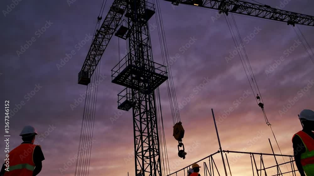 The Crane at Sunset