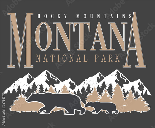 Montana bear Ski club alpine mountain adventure winter cosy sports Varsity College Trending Graphic Tee t-shirt logo slogan artwork typography tote badge emblem crest explore camping camp trail climb 