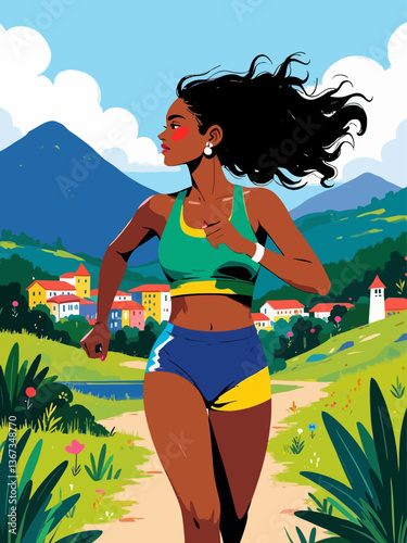  athlete and runner Shes leaving the favela of Rio de Janeiro heading toward the splendid natural landscape