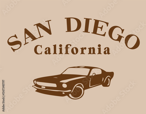 Vintage car mustang retro motor San Diego cali mocha brown cars usa trending fashion trends clothes bike motor speed race  Tshirt Graphic Fashion logo Trending Apparel Biker slogan cali california

