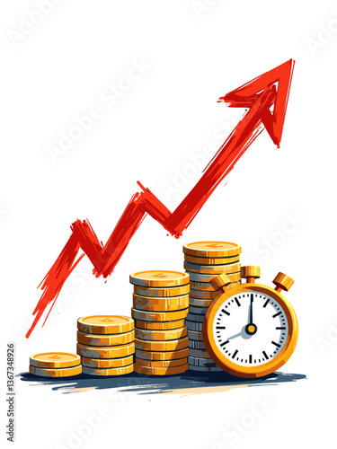  energetic of a financial growth concept, using a loose and expressive style