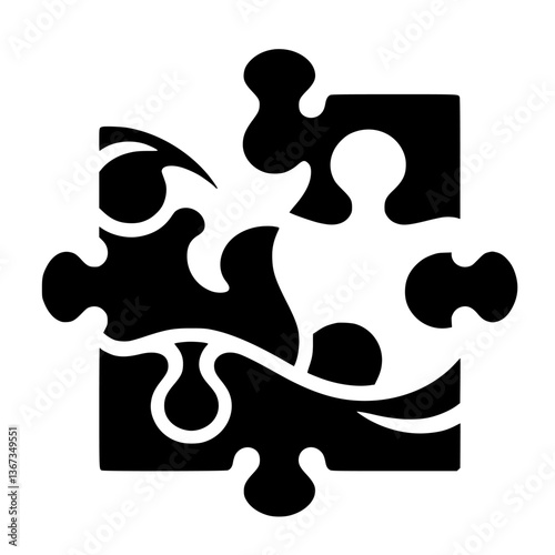 A stark black and white image of a puzzle with two pieces interlocking, showcasing a minimalist and conceptual representation of problem-solving and unity.
