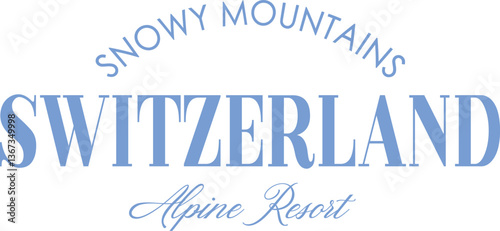 Switzerland snowy mountains Ski club Vector alpine Swiss adventure winter cosy sports Varsity College USA Trending Graphic Tee t-shirt logo slogan artwork typography tote badge emblem crest Fashion