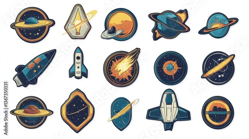 Set of space badges