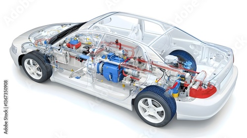 Detailed cutaway diagram of the inner workings and airflow circulation of a car s heating ventilation and air conditioning HVAC system showcasing the cooling mechanics and technical components