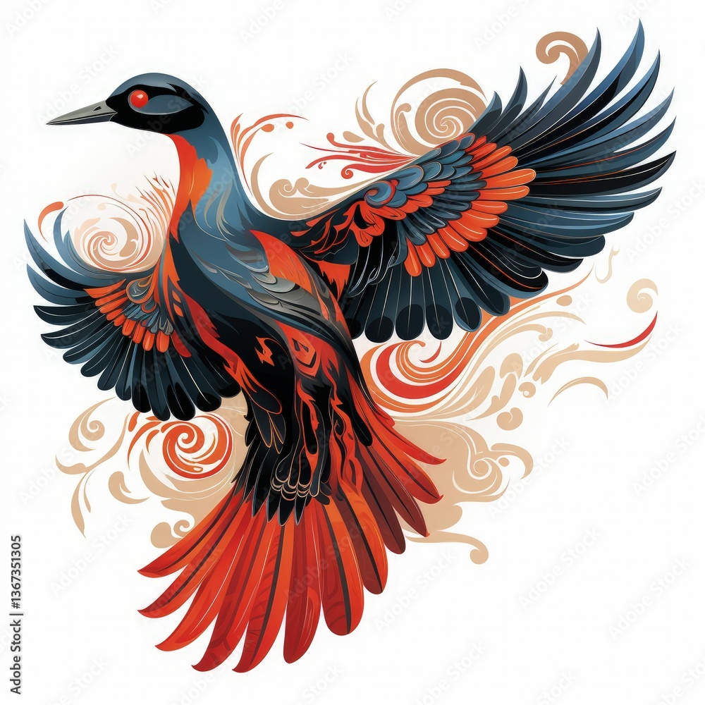 Obraz premium Graceful Loon Illustration with Soft and Elegant Lines