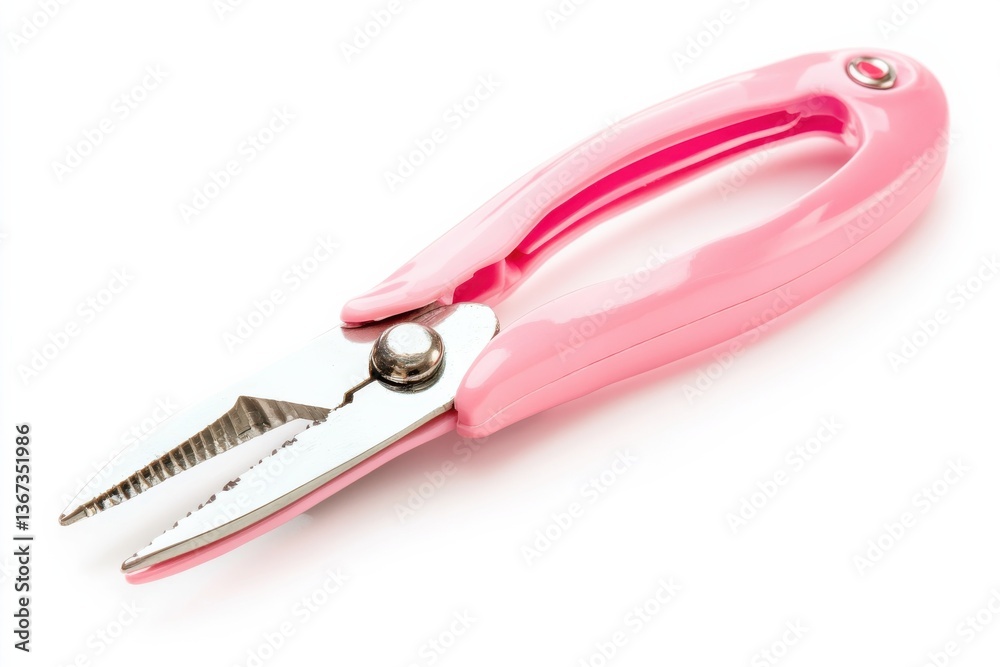 Colorful pink pliers resting against a white background showcasing creativity in tool design isolated on transparent background Colorful pink pliers resting against a white background showcasing creativity in tool design isolated on transparent background