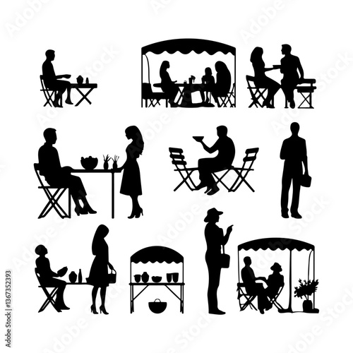 Outdoor Picnic Gathering Silhouette set items