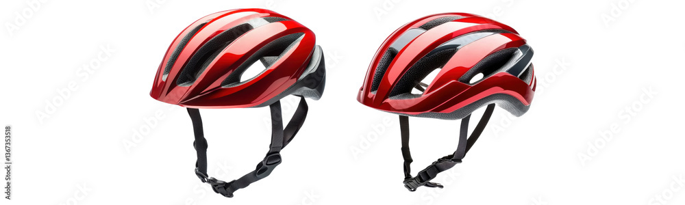 Fototapeta premium red cycling helmet on white background, safety equipment