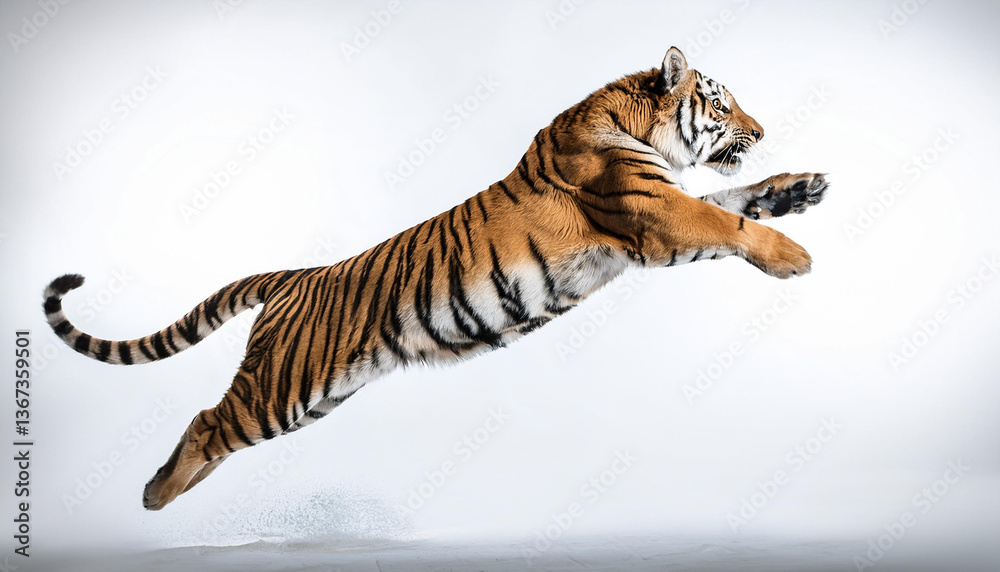 Fototapeta premium tiger Jumping on White Background