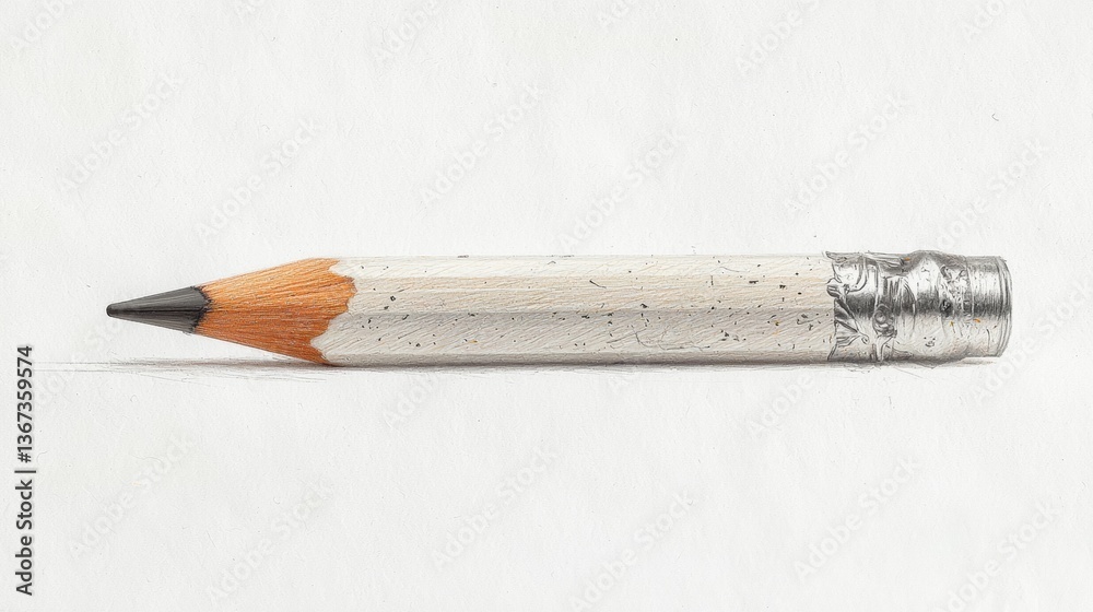 Obraz premium Pencil resting on a smooth surface with fine detailing showcasing its sharpened tip and ornate ferrule