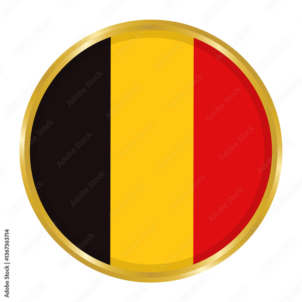 Fototapeta premium Round Flag of Germany with Golden Border, Germany Flag Button