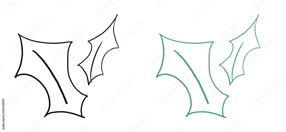 This is a hand-drawn illustration of a leaf. This is a hand-drawn illustration of a leaf.