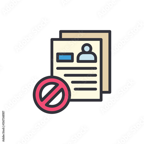 Blacklisted file colored icons, minimalist vector illustration ,simple transparent graphic element .Isolated on white background