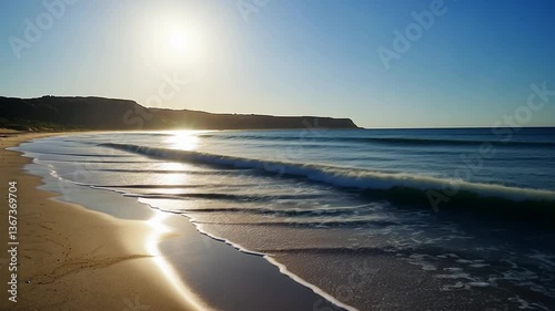 Wallpaper Mural Serene Coastal Scene: Gentle Waves Washing Ashore on a Sandy Beach at Sunrise Torontodigital.ca