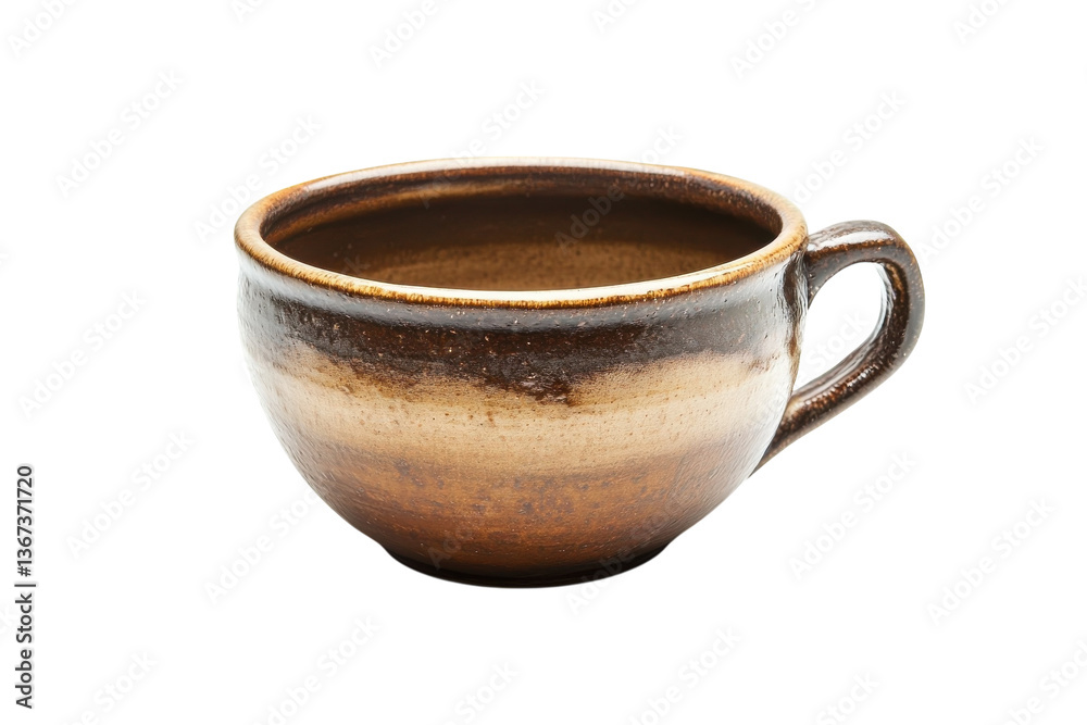 Handcrafted ceramic cup in warm earthy tones, perfect for enjoying morning beverages at home isolated on transparent background Handcrafted ceramic cup in warm earthy tones, perfect for enjoying morning beverages at home isolated on transparent background