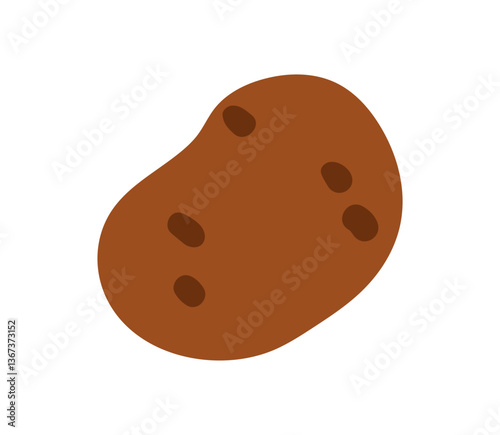 Potato vegetable, whole tuber with peel. Raw fresh farm crop icon. Organic natural starch food. Healthy vegetarian eating, ingredient. Flat graphic vector illustration isolated on white background