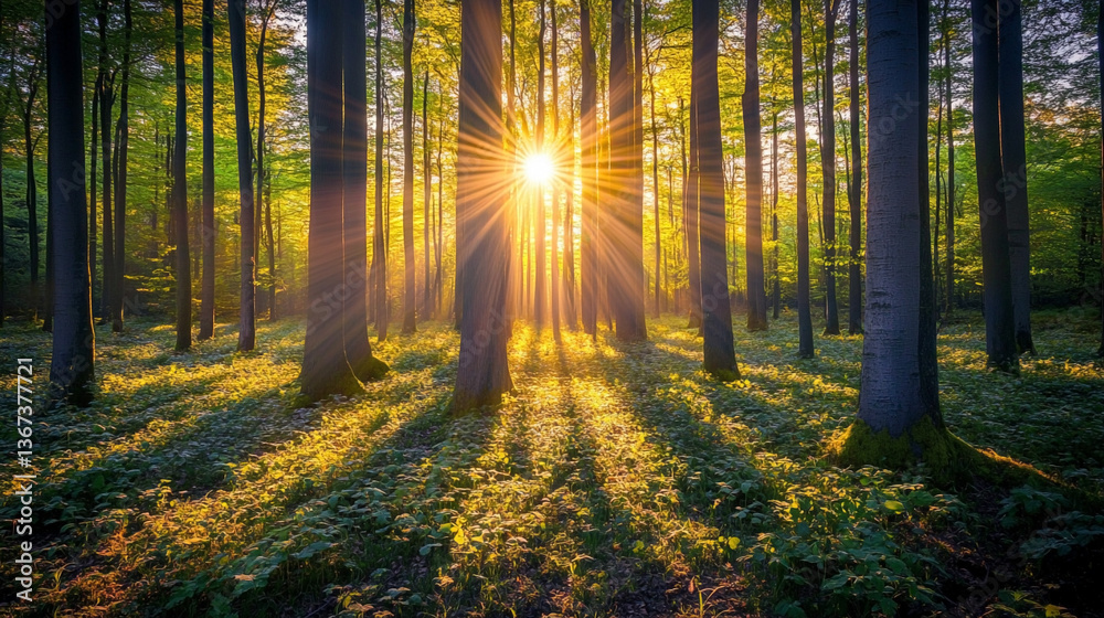 Fototapeta premium 光が差す森