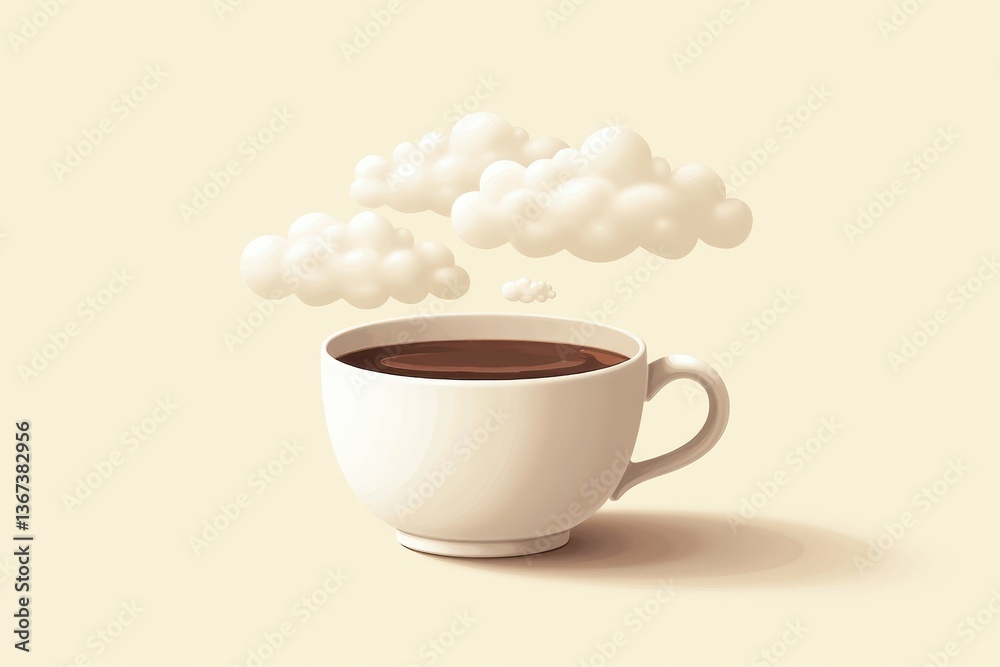 Coffee cup with dreamy cloud design
