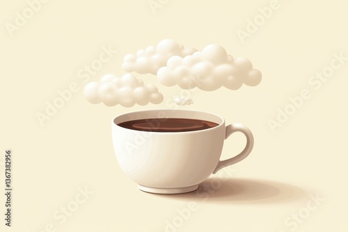 Obraz na płótnie Coffee cup with dreamy cloud design w salonie