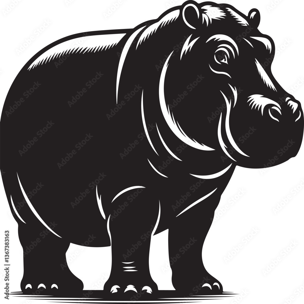 Fototapeta premium a hippopotamus vector animel with a white beckground