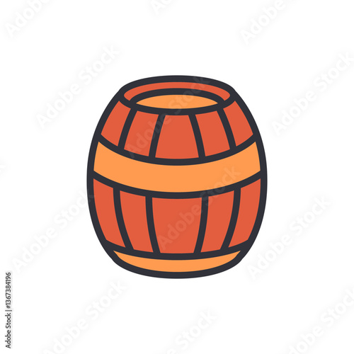 Wooden barrel colored icons, minimalist vector illustration ,simple transparent graphic element .Isolated on white background