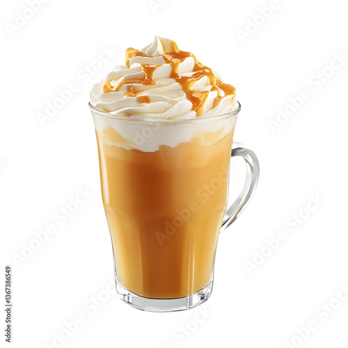 Glass of Pumpkin Spice Latte Isolated on Transparent Background
