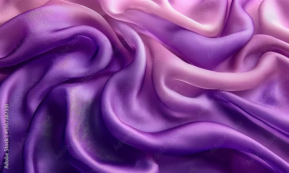 Elegant Flowing Silk Fabric in Purple Tones with Smooth Texture and Artistic Drapery Patterns Elegant Flowing Silk Fabric in Purple Tones with Smooth Texture and Artistic Drapery Patterns