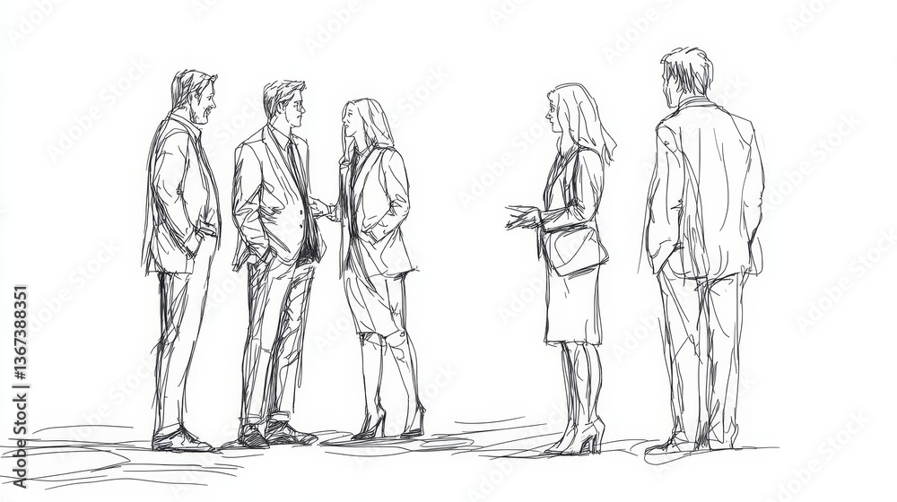 Obraz premium continuous line drawing of business people talking