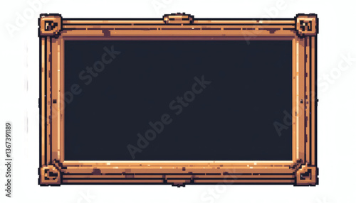 8-bit pixelated picture frame isolated with sharp edges and retro pixel art