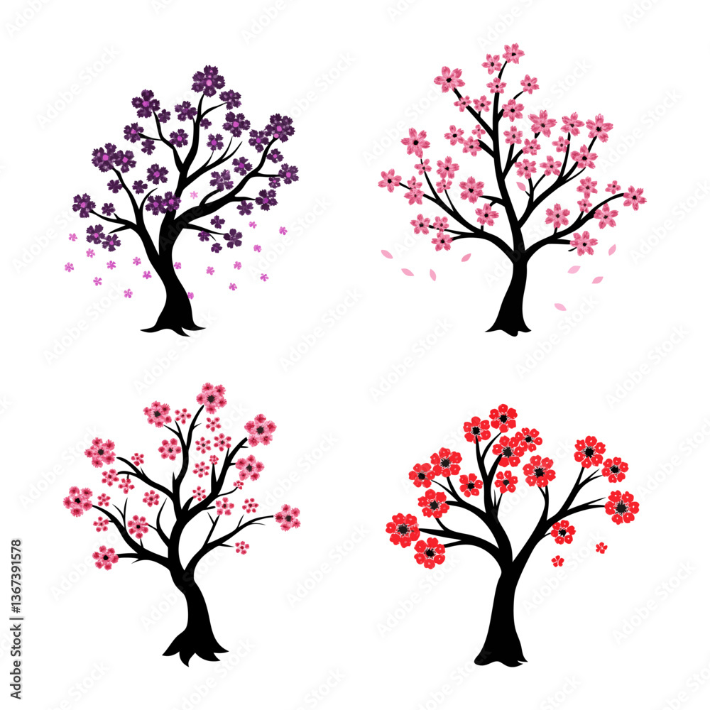Obraz premium Sakura Tree Vector Collection Design