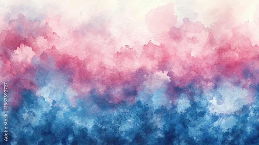Obraz premium Watercolor wash background in blue and pink abstract art digital design soft aesthetic vibrant colors