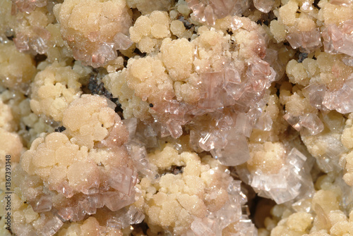 Mineral Mimetite, Straw coloured barrels of mimetite covered with clear rose tinted wulfenite crystals, Chihuahua, Mexico