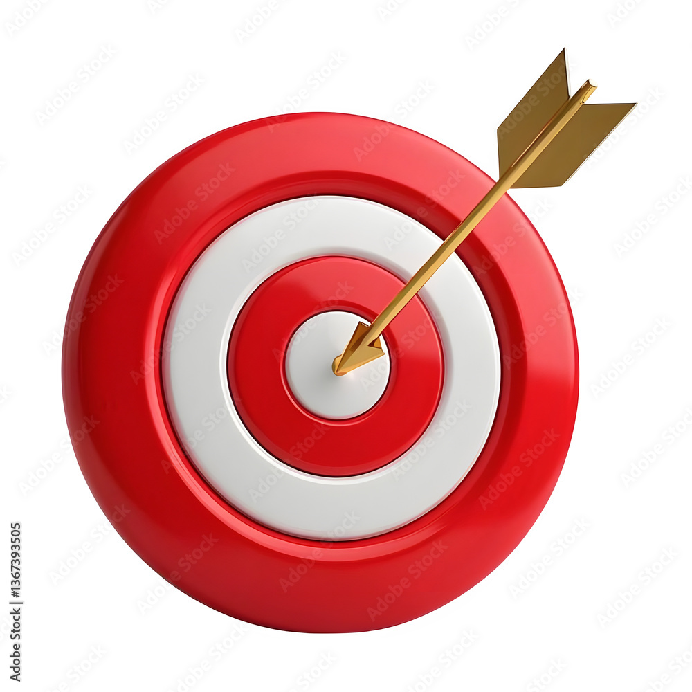 3D target goal bullseye icon isolated on a transparent background 3D target goal bullseye icon isolated on a transparent background