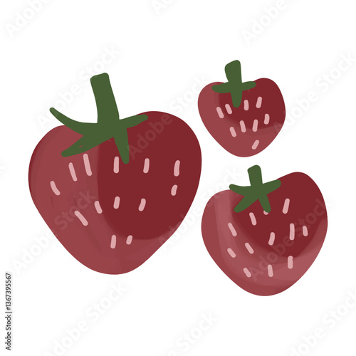 Three hand-drawn strawberries