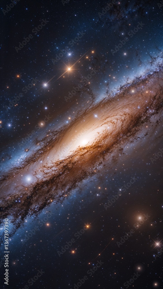 Fototapeta premium An otherworldly galaxy, pulsating with dazzling cyan and magenta tones, brimming with enigmatic, ethereal orbs of energy. This stunning image captures the essence of a celestial masterpiece,