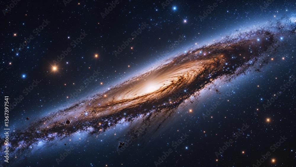 Fototapeta premium An otherworldly galaxy, pulsating with dazzling cyan and magenta tones, brimming with enigmatic, ethereal orbs of energy. This stunning image captures the essence of a celestial masterpiece, 