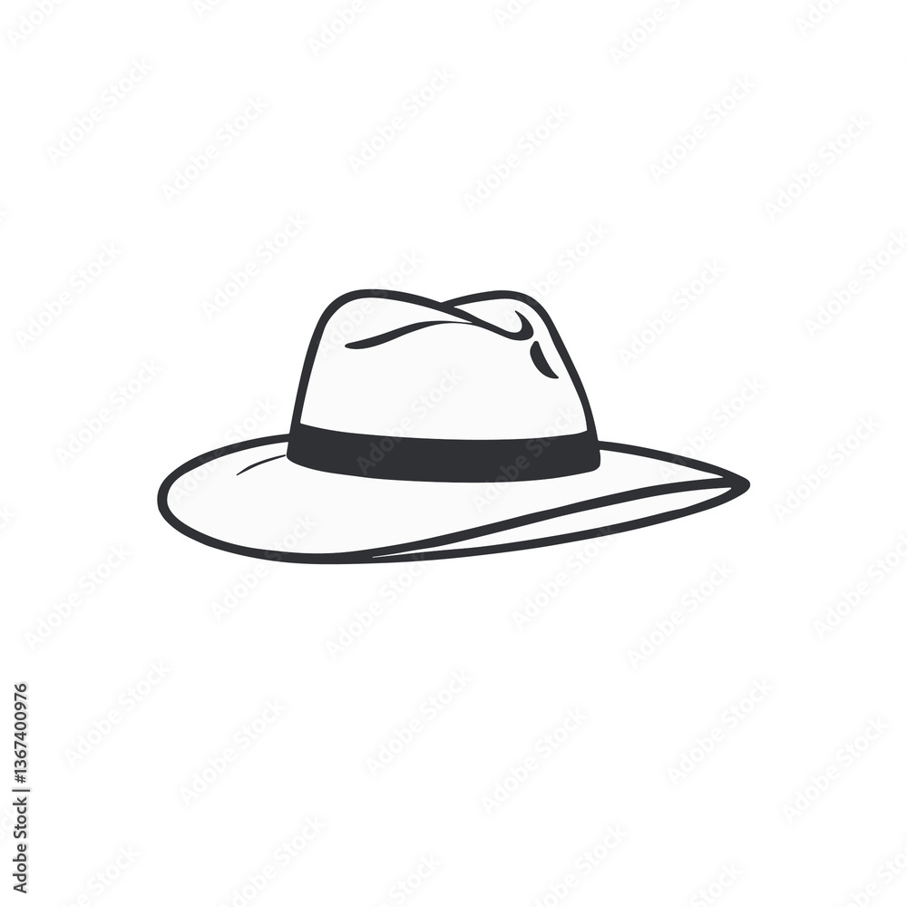 Stylish Wide-Brimmed Hat Illustration on White Background Stylish Wide-Brimmed Hat Illustration on White Background