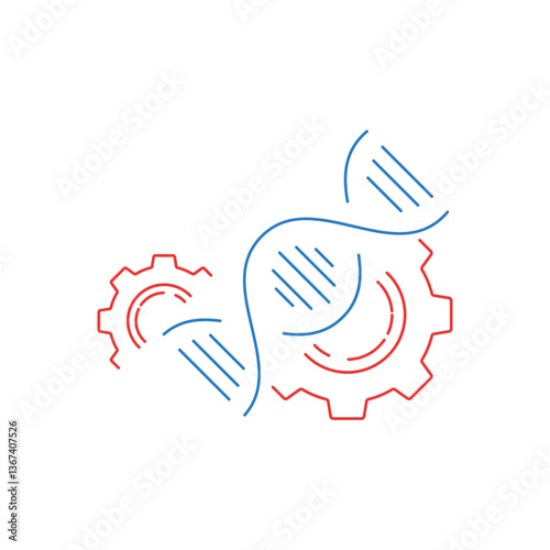 red and blue dna or gene editing simple icon. flat linear trend modern logotype graphic stroke design isolated on white background. concept of error correction or molecule cloning or sequencing