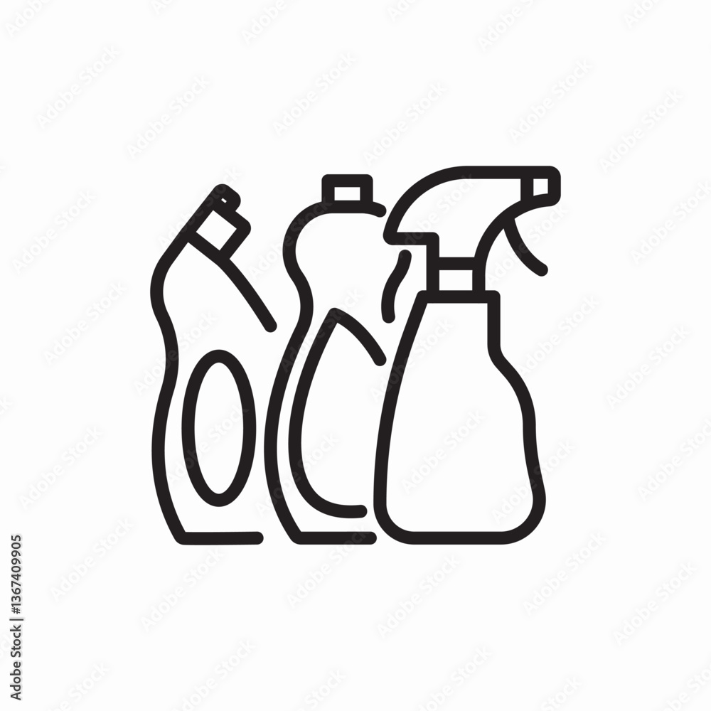 Cleaning spray bottles set icon vector sign