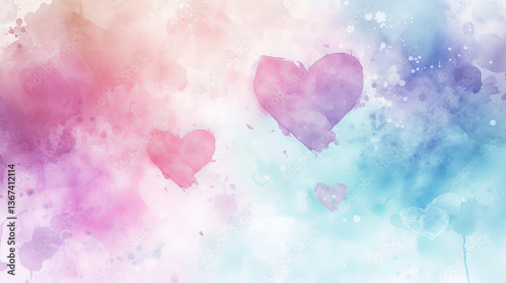 Obraz premium Gradient Heart Pattern with Romantic Watercolor Texture.