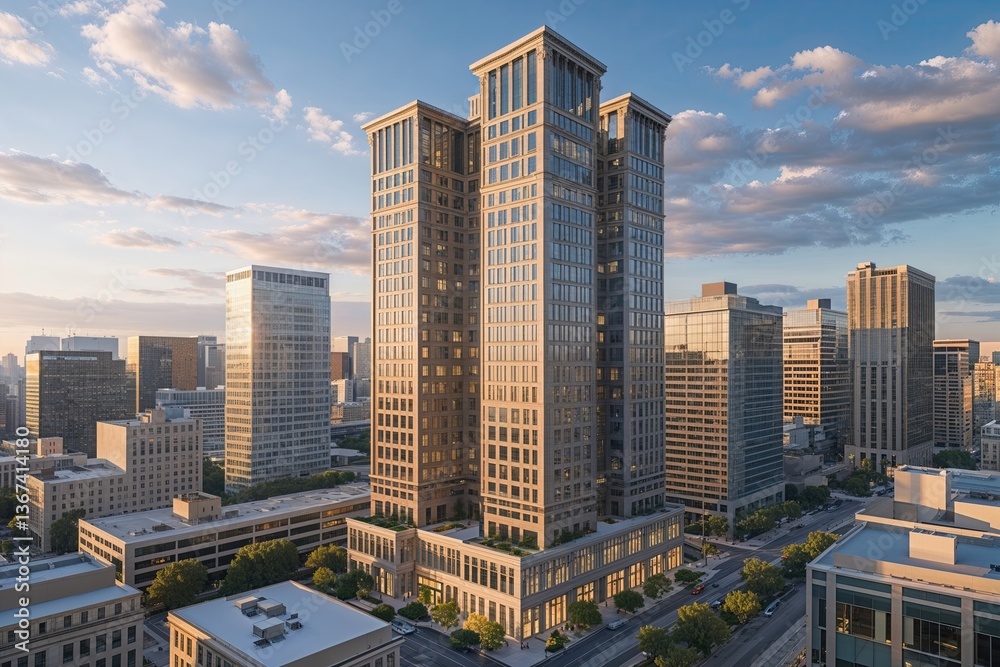 Elegant High-Rise Office Buildings in Downtown Metropolis Elegant High-Rise Office Buildings in Downtown Metropolis