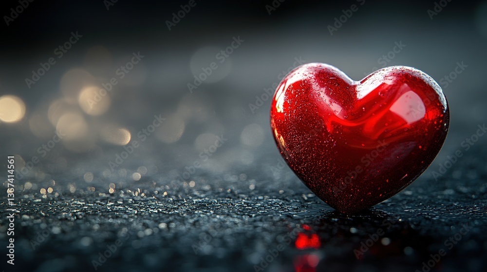 Fototapeta premium Red Heart on Black: A Minimalist Symbol of Emotion and Simplicity