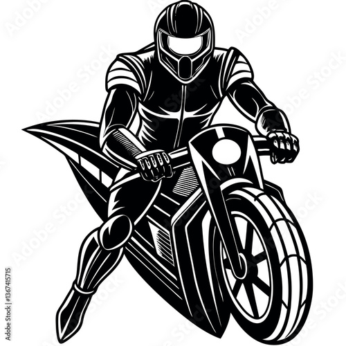 A futuristic biker with a sci fi touch sleek helmet 