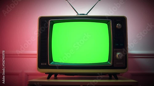 Green screen televisi old retro 