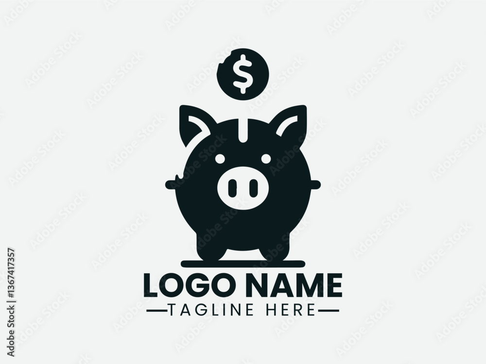 Obraz premium Piggy Bank Vector Logo Design , Cute Piggy Bank Logo