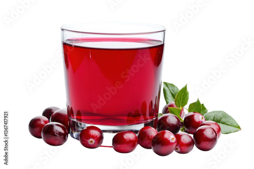 Wallpaper Mural Refreshing cranberry drink with fresh berries and leaves displayed on a white background isolated on transparent background Torontodigital.ca