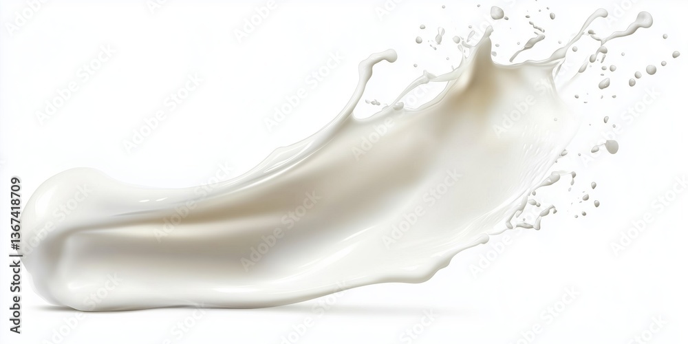 Smooth Creamy Milk Splashing Against White Background with Inviting Texture Smooth Creamy Milk Splashing Against White Background with Inviting Texture