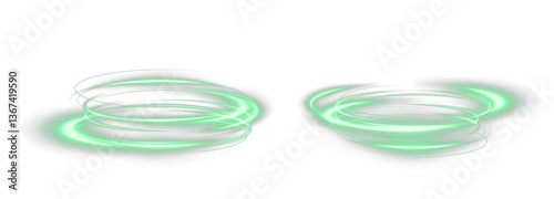 Fresh wind png swirls with green leaves and glitter and neon green lines. vibrant, futuristic light trail with swirling green neon waves, glowing twirl PNG, sparkling energy.