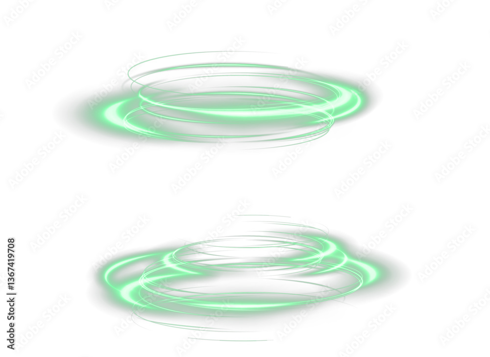 vibrant, futuristic light trail with swirling green neon waves, glowing twirl PNG, sparkling energy. Featuring abstract light effect with rotating beams, streaks, vortex motion PNG.